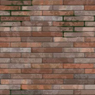 An old brick wall with moss growing in the mortar and around wet patches - seaml Stock Illustration