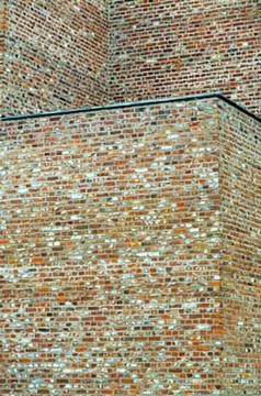Old brick wall with mossy texture Stock Photos