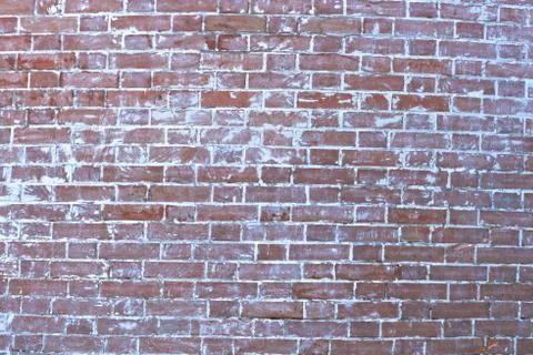 Old brick wall, old texture of red stone blocks closeup Stock Photos