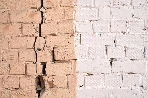 Old brick wall, old texture of stone blocks closeup Stock Photos