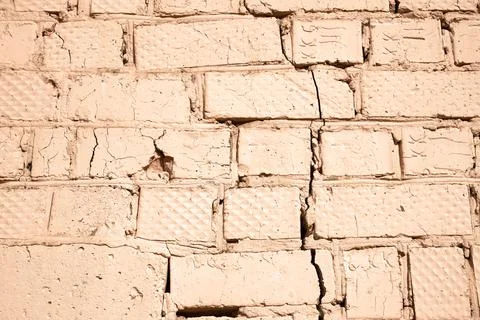 Old brick wall, old texture of stone blocks closeup Stock Photos