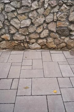 Old brick wall, old texture of stone blocks closeup Stock Photos