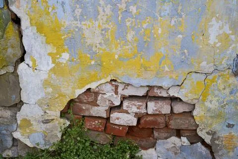 Old brick wall, old texture of stone blocks closeup Stock Photos