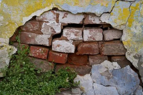 Old brick wall, old texture of stone blocks closeup Stock Photos