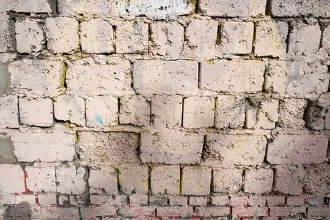 Old brick wall, old texture of stone blocks closeup Stock Photos