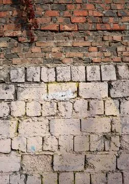 Old brick wall, old texture of stone blocks closeup Stock Photos