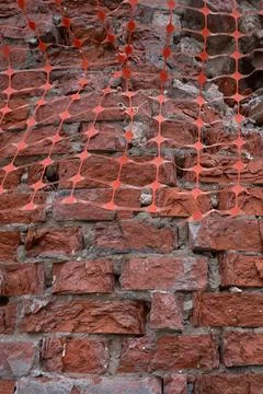 Old brick wall, old texture of stone blocks closeup Stock Photos