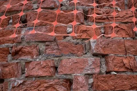 Old brick wall, old texture of stone blocks closeup Stock Photos