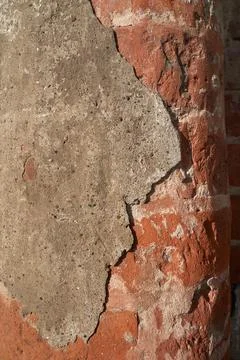 Old brick wall, old texture of stone blocks closeup Stock Photos