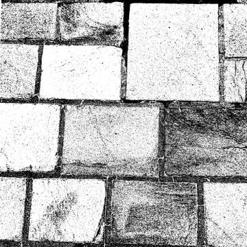 Old brick wall or walk way texture, floor tile. Black and white grunge Stock Illustration