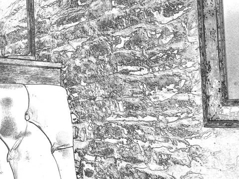 Old brick wall pattern close view background, stone texture surface. Pencil.. Stock Illustration