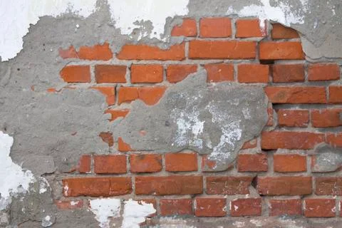 Old brick wall, plaster Photos