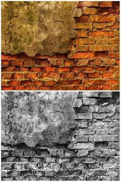 Old brick wall with plaster Stock Photos