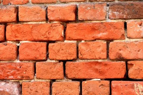 An old brick wall, red brick. Stock Photos