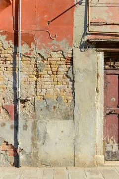 Old brick wall with red brick background, vintage wall background Foto stock