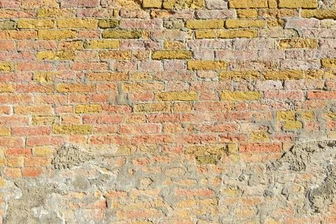 Old brick wall with red brick background, vintage wall background Foto stock