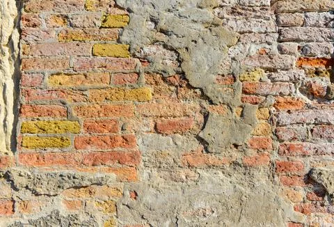 Old brick wall with red brick background, vintage wall background Stock Photos