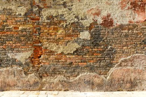 Old brick wall with red brick background, vintage wall background Stock Photos