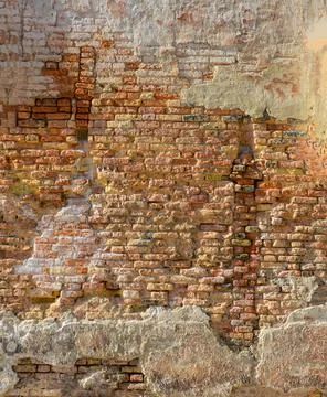 Old brick wall with red brick background, vintage wall background Stock Photos