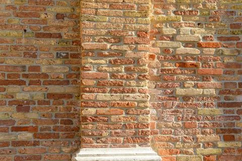 Old brick wall with red brick background, vintage wall background Stock Photos