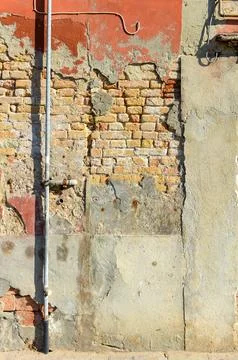 Old brick wall with red brick background, vintage wall background Stock Photos