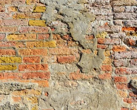 Old brick wall with red brick background, vintage wall background Stock Photos
