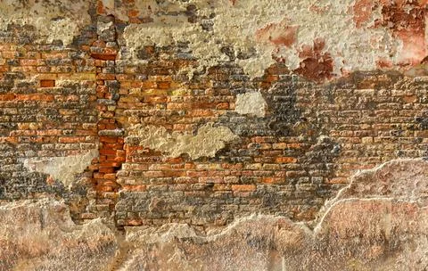 Old brick wall with red brick background, vintage wall background Foto stock