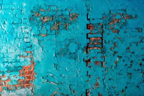 Old brick wall texture background with worn off paint Stock Photos