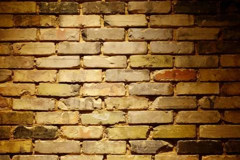 Old Brick Wall Texture Background with Light Beam on the Surface. Foto stock