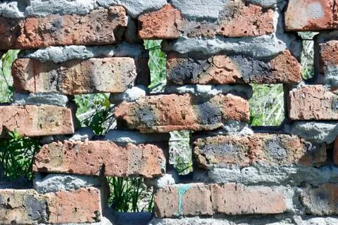 Old brick wall texture close-up background Stock Photos
