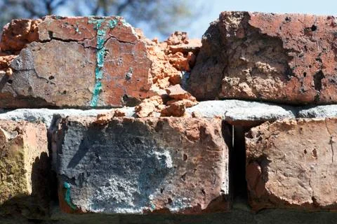 Old brick wall texture close-up background Stock Photos