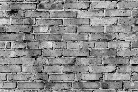 Old brick wall texture close up. Brick wall background black and white Foto stock