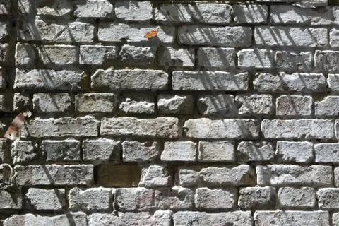 Old brick wall texture with concrete in the middle for a copy. HDR technique Stock Photos