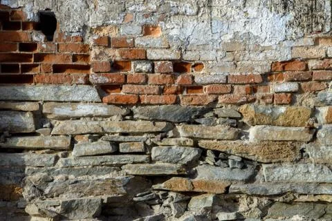 Old brick wall texture. Grunge background of aged stone surface Foto stock