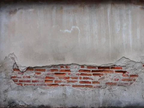 Old Brick Wall Texture. Painted Distressed Wall Surface.brick background Stock Photos