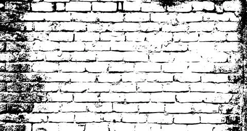 Old brick wall texture vintage background, black brick wall, Stock Illustration