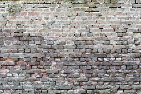 An old brick wall weathered with missing cement joints Stock Photos