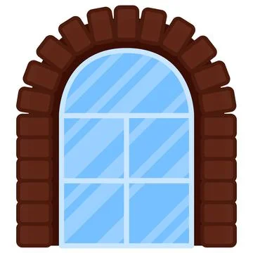 Old Brick Wall with White Window Stock Illustration
