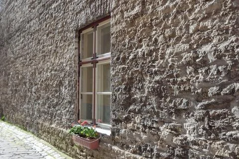 Old brick wall with window. Stock Photos