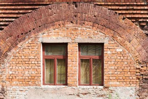 Old Brick Wall with  Windows Stock Photos