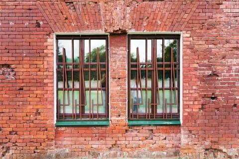 Old Brick Wall with  Windows Stock Photos