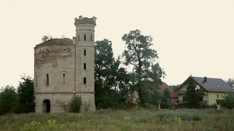 Old brick water tower Video stock 98439351