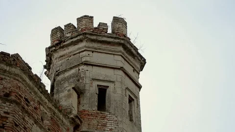 Old brick water tower Stock Footage 98440823