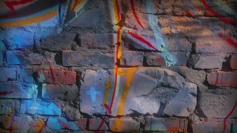 Old bricks Acid Glow Graffiti 2022 Stock-Footage 173586127