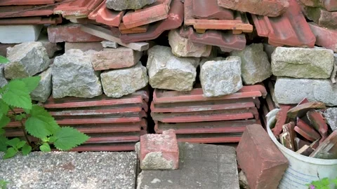 Old bricks and stones stacked on top of each other Stock Footage 133218449