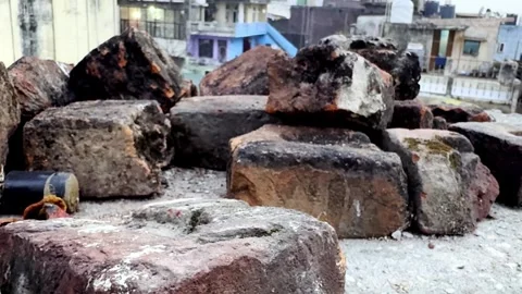 Old bricks on roof top Stock Footage 329103270