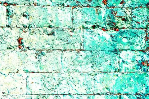 Old brickwork covered with peeling plaster, brick and cement at the joints be Stock Photos
