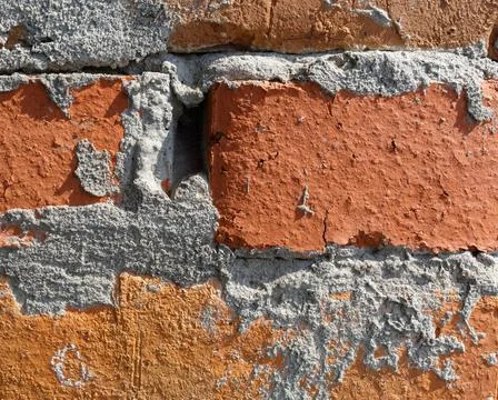 Old brickwork Texture of old brick wall. Masonry cement mortar. Copyright:... Foto stock
