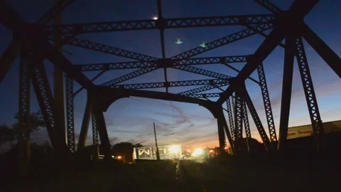 Old bridge after dark Stock Footage 127141685
