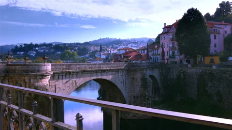 An old bridge on Amarante - Portugal. Stock Footage 62472456